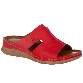 Klapki damskie Syrena SST 925 czerwone - skóra naturalna