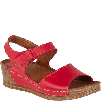 Sandały damskie na koturnie marki Syrena SST 969 czerwone
