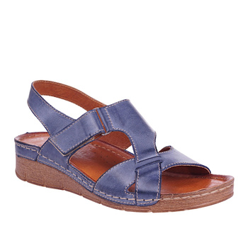 Niebieskie sandały damskie skórzane SYRENA SST 908 
