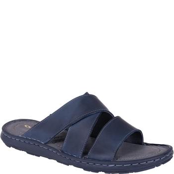 Klapki męskie skórzane Syrena SI 375-872 granatowe