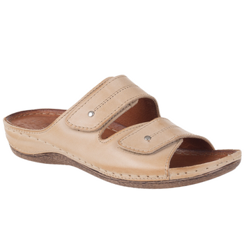 Klapki skórzane SST 828 beżowe marki Syrena - komfort i styl