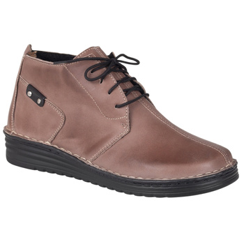 Komfortowe botki damskie skórzane  Syrena SOT 072/M cappuccino