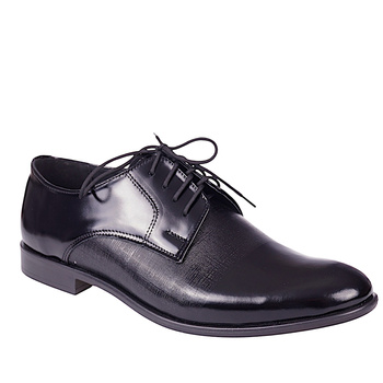 Półbuty wizytowe męskie skórzane Syrena  SE 937 czarny lakier