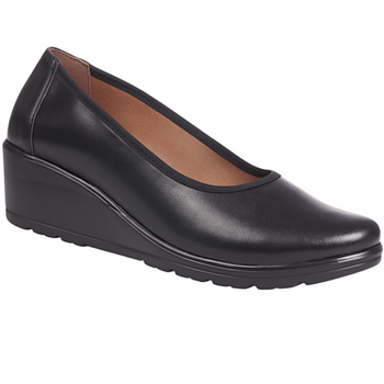 Czółenka damskie na koturnie skórzane Syrena SWB 026 czarne