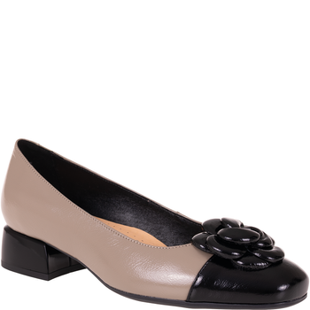 Czółenka damskie skórzane marki Syrena SPU 1553 beżowo-czarne