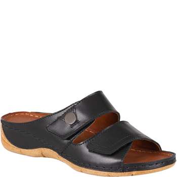 Klapki damskie Syrena SST 996 czarne - skórzane, eleganckie