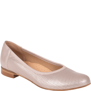 Ażurowe skórzane baleriny marki Syrena SGO 1659 perła