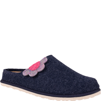 Kapcie damskie INBLU CS000043 granatowe, filcowe z wkładką skórzaną