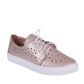 Półbuty ażurowe damskie skóra naturalna Syrena SE 0502 złote