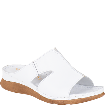 Klapki damskie Syrena SST 925 białe skóra naturalna