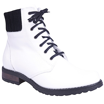 Trzewiki damskie skórzane sznurowane ocieplane białe Syrena K-240