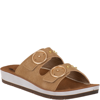 Klapki Inblu CL000054 piaskowe - 2 paski, wkładka skórzana