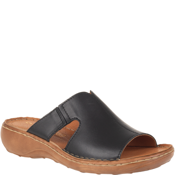 Skórzane klapki damskie marki Syrena SST 663 czarno-rude