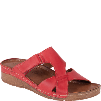 Klapki skórzane damskie marki Syrena SST 908/K czerwone