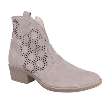  Botki kowbojki zamszowe skóra naturalna Syrena SOP 612 cappucinno