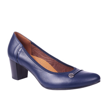 Piękne czółenka damskie skórzane marki Syrena SWB 22011 granatowe