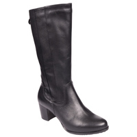 Skórzane kozaki damskie na obcasie Syrena K-267 czarne