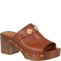 Klapki damskie na drewnianej podeszwie Syrena SLA 1080 brąz