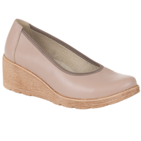 Czółenka na koturnie skórzane Syrena SWB 026/GŁ beżowe