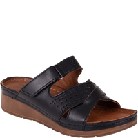 Czarne klapki damskie skórzane marki Syrena SST 923