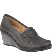 Półbuty na koturnie skórzane Syrena SST 1593/50 grafit