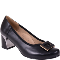 Czółenka na słupku Syrena SE 7146 czarne - skóra naturalna