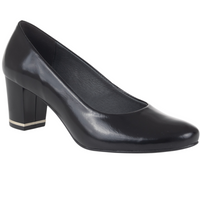 Czółenka na słupku Syrena SWB 175 czarne - skóra naturalna