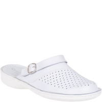 Białe klapki sanitarne ze skóry naturalnej Syrena SH 275