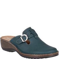 Zielone klapki skórzane damskie z klamrą - Syrena SH 242