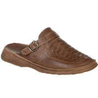 Klapki męskie skórzane Syrena  SST SST 056/360 oliwka