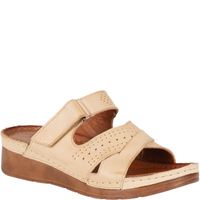 Beżowe klapki damskie skórzane marki Syrena SST 923