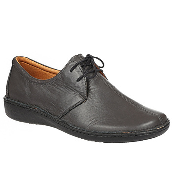 Półbuty damskie skórzane wiązane Syrena SWB 160 popiel