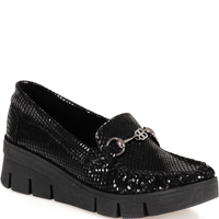 Skórzane mokasyny damskie Syrena SLA 989/B czarny wąż