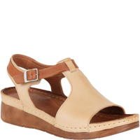 Beżowo-brązowe sandały damskie skórzane Syrena SST 924