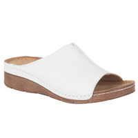 Klapki skórzane damskie Syrena SOT 409 białe - platforma 3,5 cm