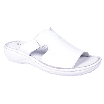 Klapki damskie skórzane SYRENA SST 22663 białe