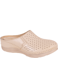 Beżowe klapki skórzane marki Syrena SWB 562 na koturnie