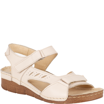 Sandały damskie skórzane marki Syrena SST 907 jasny beż
