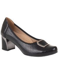 Czółenka na słupku Syrena SE 7145 czarne - skóra naturalna