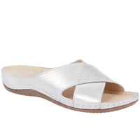 Klapki damskie skórzane Syrena SST 826 srebrne