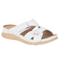 Klapki damskie Syrena SOT 423 - skóra naturalna w kolorze białym.