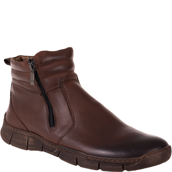 Trzewiki męskie Syrena SI 015A-468 brązowe - skóra naturalna, ocieplane, na zamek
