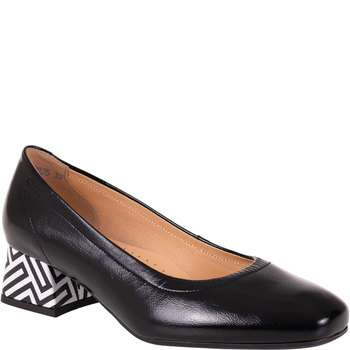 Czółenka damskie skórzane Syrena SPU 1535 czarny labirynt