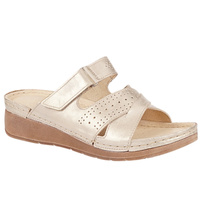 Klapki damskie skórzane Syrena SST 923 złote