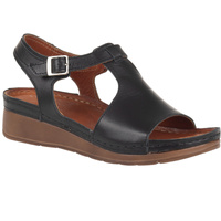 Czarne Komfortowe Sandały Damskie Skórzane Syrena SST 924