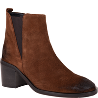 Modne botki damskie Syrena SLA 1136/216 brąz skóra welurowa