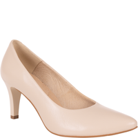 Czółenka na obcasie beżowe skórzane marki Syrena SWB 180