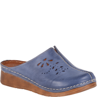 Klapki damskie skóra naturalna Syrena SST 922/M niebieskie