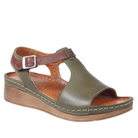 Sandały damskie skórzane Syrena 924 zielono-brązowe