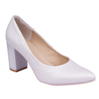 Polskie czółenka damskie na obcasie z linii eco w kolorze srebrnym model ESK 876